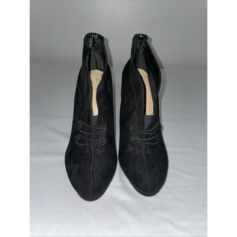 APT 9 Boots Womens 8M Black Suede Ankle Bootie Lace Up Low Heel Y2K Fall Goth
